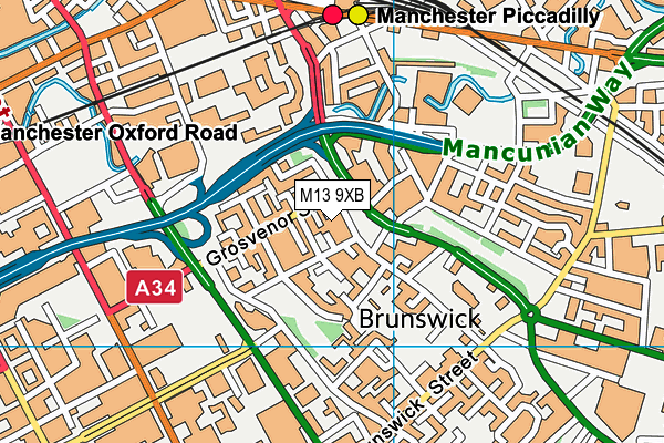 M13 9XB map - OS VectorMap District (Ordnance Survey)