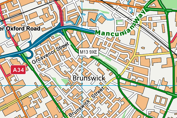 M13 9XE map - OS VectorMap District (Ordnance Survey)