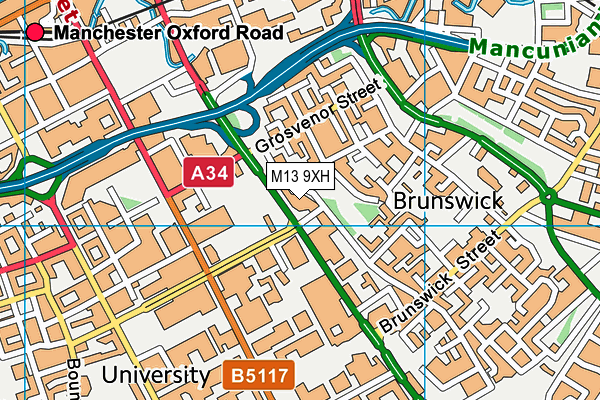 M13 9XH map - OS VectorMap District (Ordnance Survey)