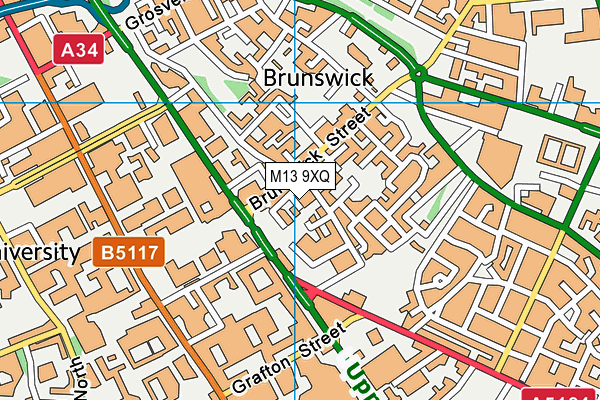 M13 9XQ map - OS VectorMap District (Ordnance Survey)