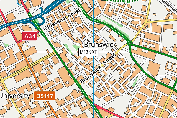 M13 9XT map - OS VectorMap District (Ordnance Survey)