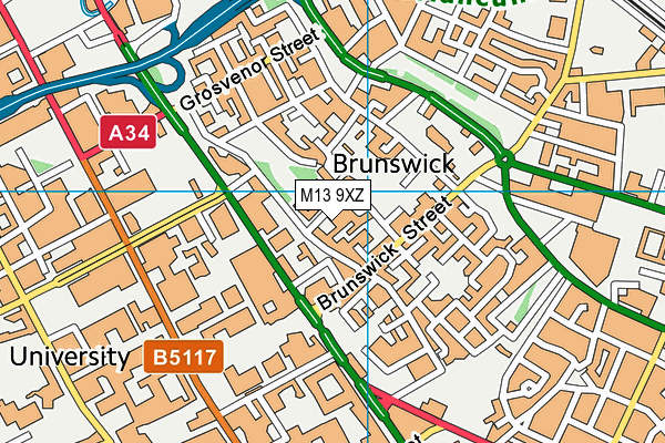 M13 9XZ map - OS VectorMap District (Ordnance Survey)