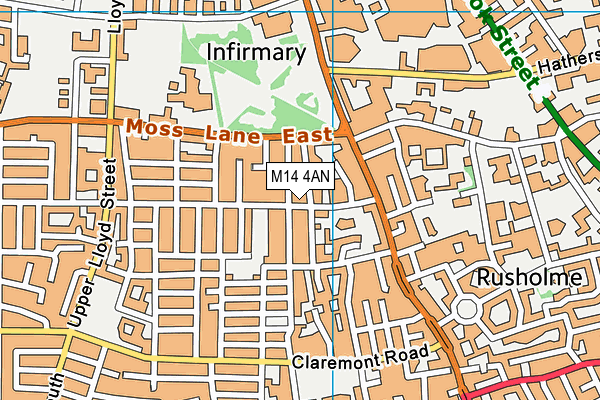 M14 4AN map - OS VectorMap District (Ordnance Survey)