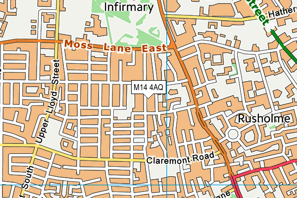 M14 4AQ map - OS VectorMap District (Ordnance Survey)