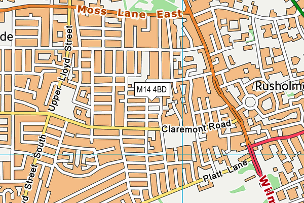 M14 4BD map - OS VectorMap District (Ordnance Survey)