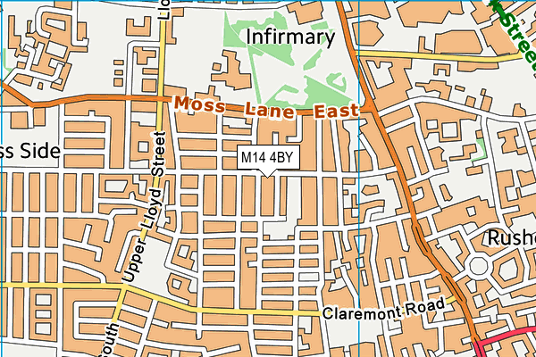 M14 4BY map - OS VectorMap District (Ordnance Survey)