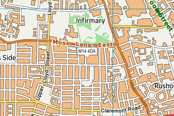 M14 4DA map - OS VectorMap District (Ordnance Survey)