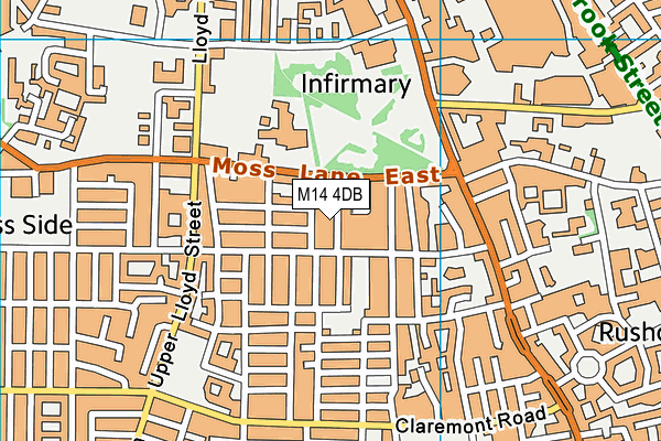 M14 4DB map - OS VectorMap District (Ordnance Survey)