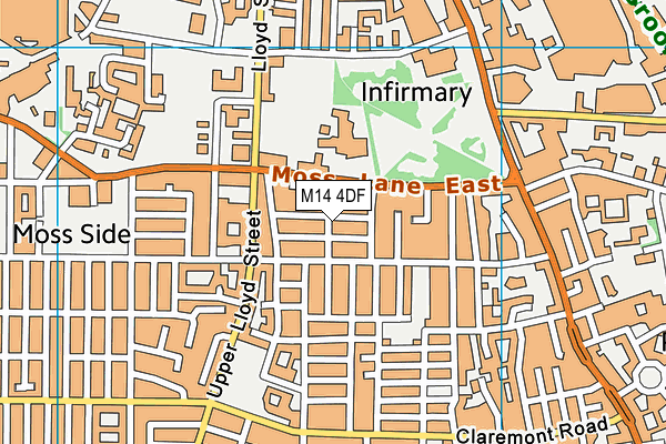 M14 4DF map - OS VectorMap District (Ordnance Survey)