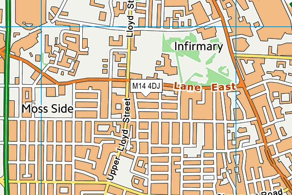 M14 4DJ map - OS VectorMap District (Ordnance Survey)