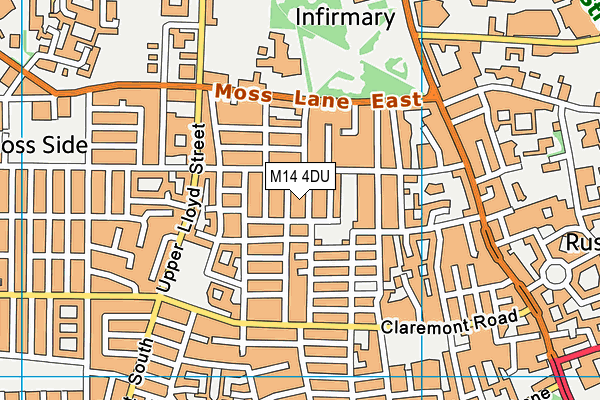 M14 4DU map - OS VectorMap District (Ordnance Survey)