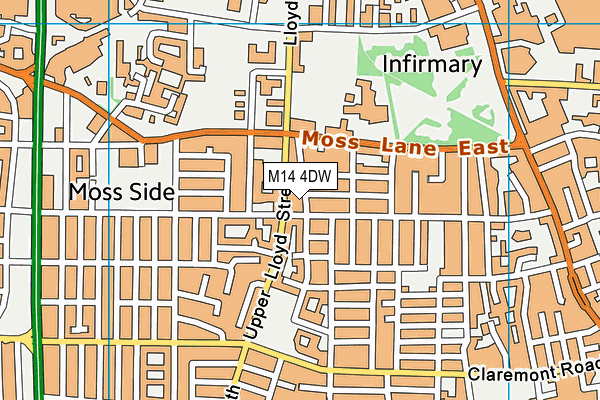 M14 4DW map - OS VectorMap District (Ordnance Survey)