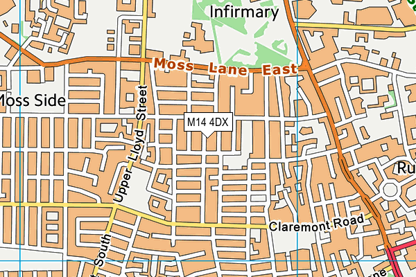 M14 4DX map - OS VectorMap District (Ordnance Survey)