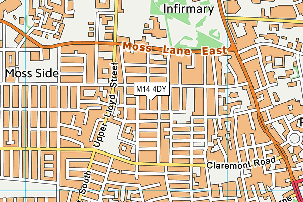 M14 4DY map - OS VectorMap District (Ordnance Survey)