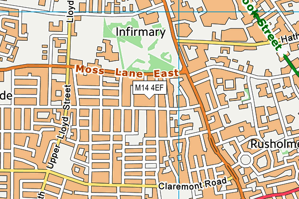 M14 4EF map - OS VectorMap District (Ordnance Survey)