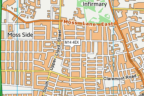 M14 4EX map - OS VectorMap District (Ordnance Survey)