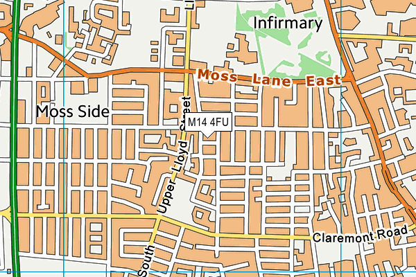 M14 4FU map - OS VectorMap District (Ordnance Survey)