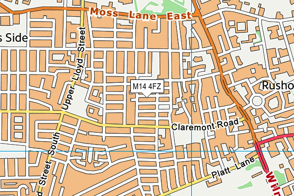 M14 4FZ map - OS VectorMap District (Ordnance Survey)