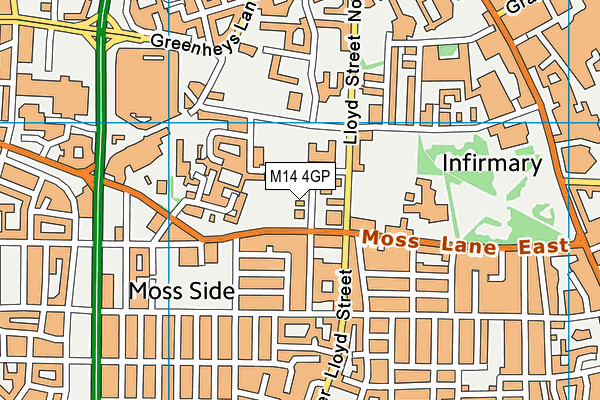 M14 4GP map - OS VectorMap District (Ordnance Survey)