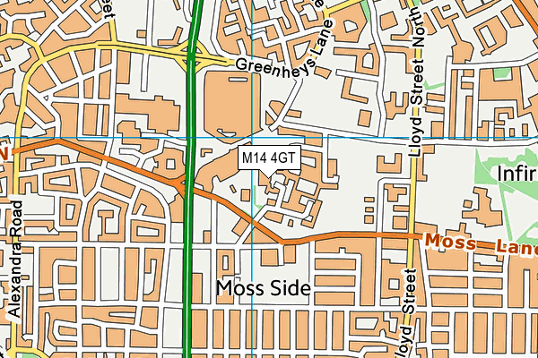 M14 4GT map - OS VectorMap District (Ordnance Survey)