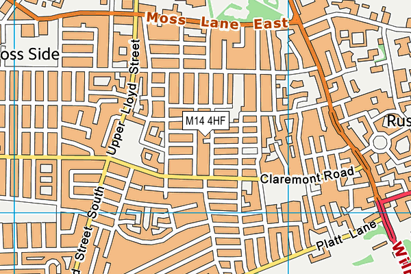 M14 4HF map - OS VectorMap District (Ordnance Survey)