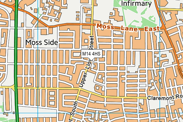 M14 4HS map - OS VectorMap District (Ordnance Survey)
