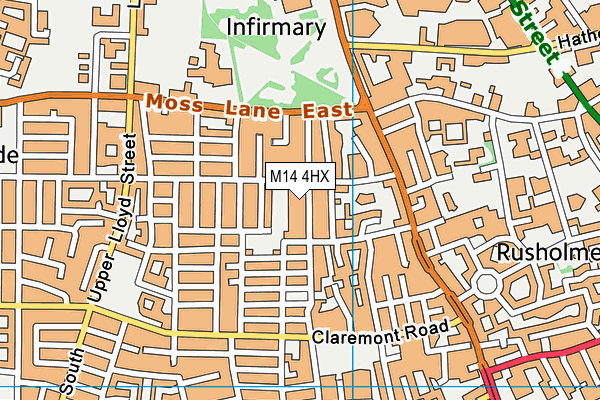 M14 4HX map - OS VectorMap District (Ordnance Survey)