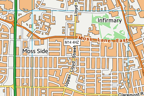 M14 4HZ map - OS VectorMap District (Ordnance Survey)