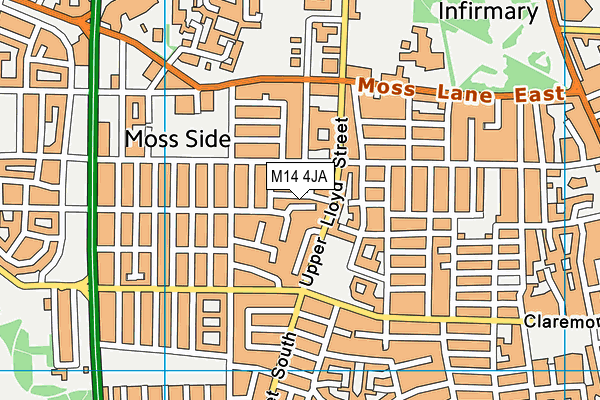 M14 4JA map - OS VectorMap District (Ordnance Survey)