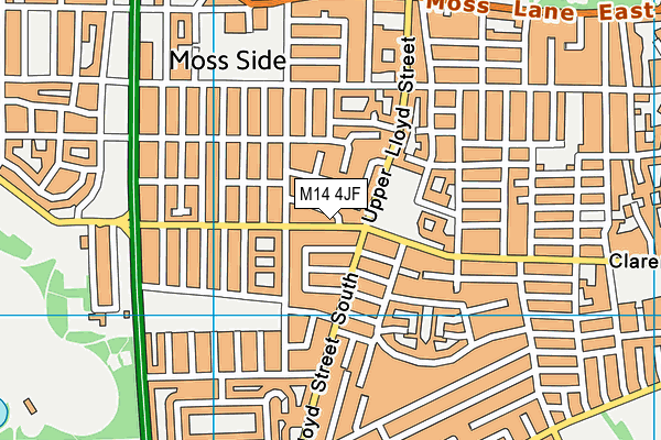 M14 4JF map - OS VectorMap District (Ordnance Survey)