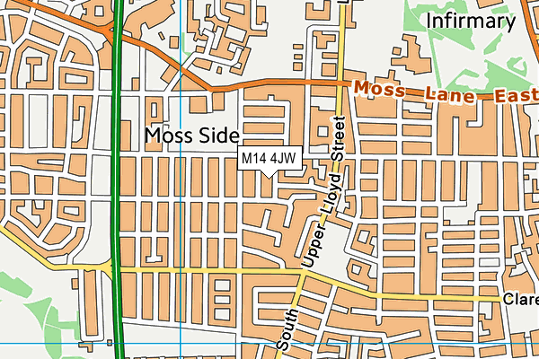 M14 4JW map - OS VectorMap District (Ordnance Survey)