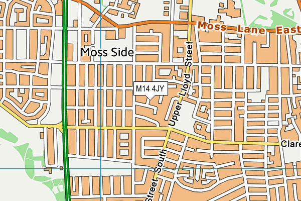 M14 4JY map - OS VectorMap District (Ordnance Survey)