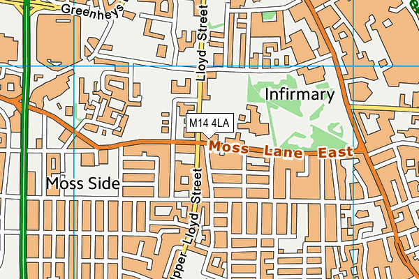 M14 4LA map - OS VectorMap District (Ordnance Survey)