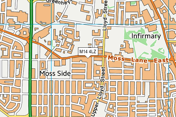 M14 4LZ map - OS VectorMap District (Ordnance Survey)