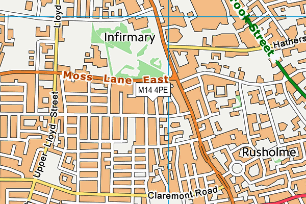 M14 4PE map - OS VectorMap District (Ordnance Survey)