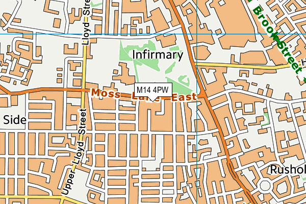 M14 4PW map - OS VectorMap District (Ordnance Survey)