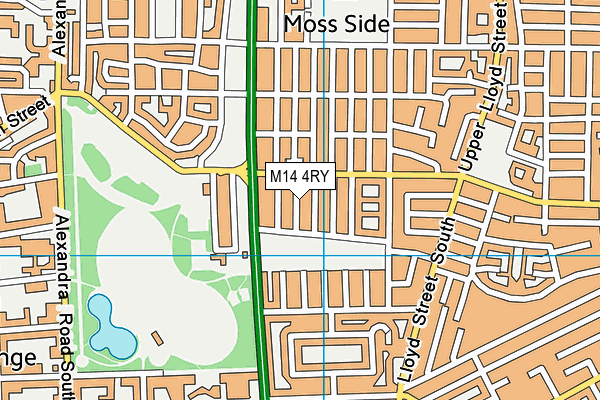 M14 4RY map - OS VectorMap District (Ordnance Survey)