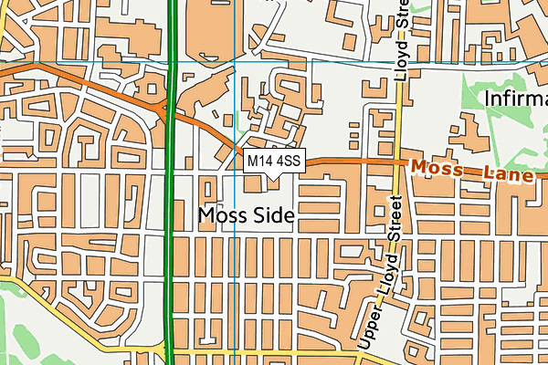M14 4SS map - OS VectorMap District (Ordnance Survey)