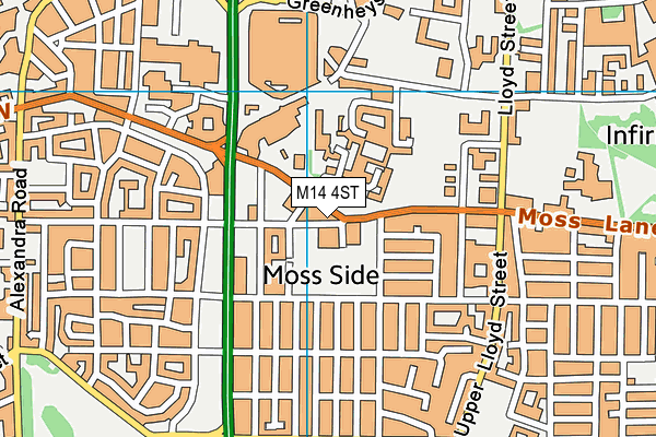 M14 4ST map - OS VectorMap District (Ordnance Survey)
