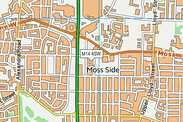 M14 4SW map - OS VectorMap District (Ordnance Survey)