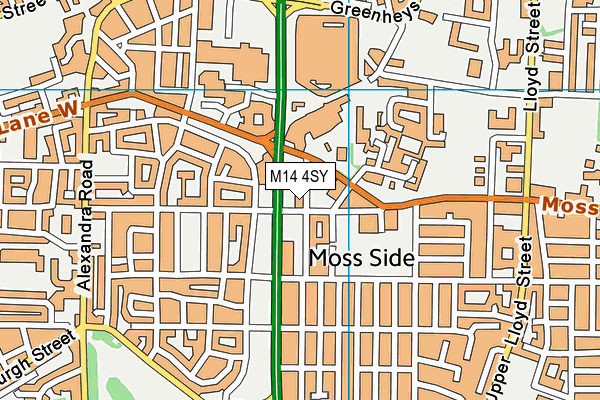 M14 4SY map - OS VectorMap District (Ordnance Survey)