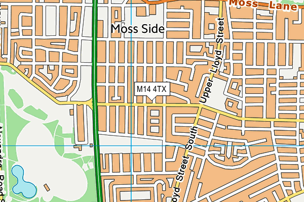 M14 4TX map - OS VectorMap District (Ordnance Survey)