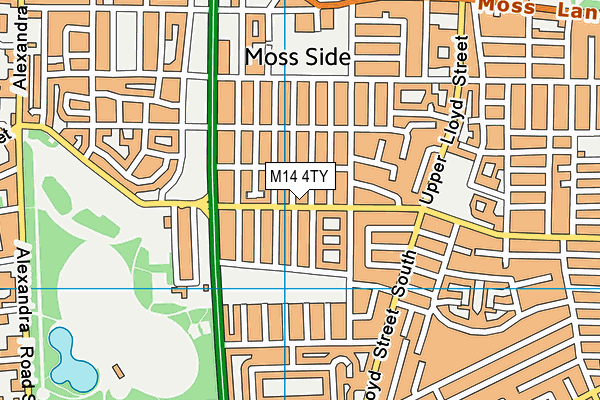 M14 4TY map - OS VectorMap District (Ordnance Survey)