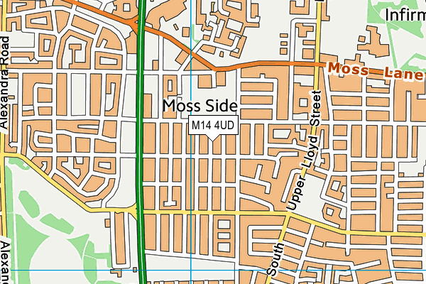 M14 4UD map - OS VectorMap District (Ordnance Survey)