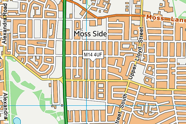 M14 4UF map - OS VectorMap District (Ordnance Survey)