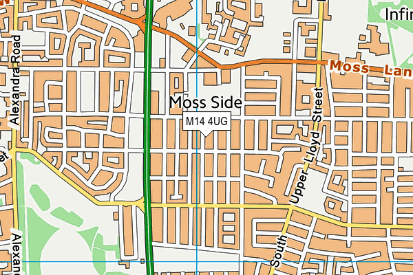 M14 4UG map - OS VectorMap District (Ordnance Survey)