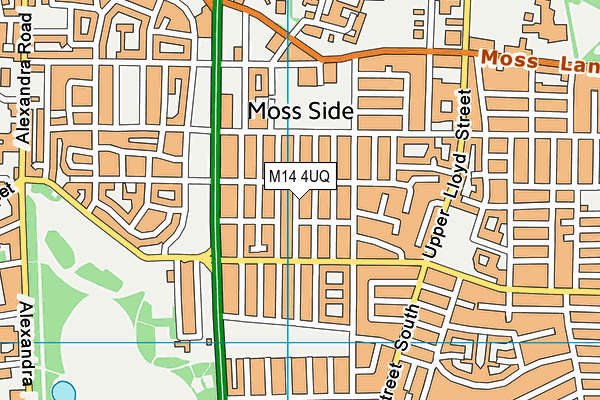 M14 4UQ map - OS VectorMap District (Ordnance Survey)