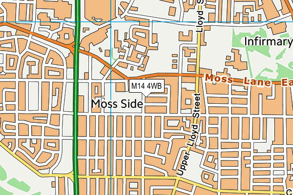 M14 4WB map - OS VectorMap District (Ordnance Survey)