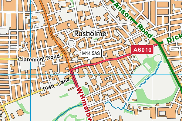 M14 5AS map - OS VectorMap District (Ordnance Survey)