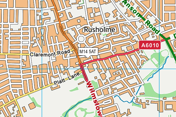 M14 5AT map - OS VectorMap District (Ordnance Survey)